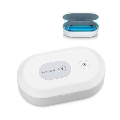 UV Mobile phone cleaner UV light sterilizer box for wireless charging cell phone and daily necessities disinfection