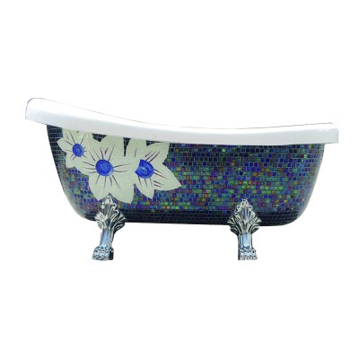 Hot selling flower mosaic tile mural decor cheap freestanding bathtub with legs portable bathtub for adults