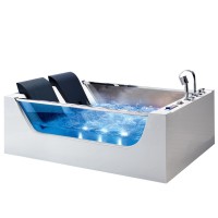 2 person use double tempered glass sides digital control freestanding luxury bathtub