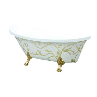 Royal bathroom glass mosaic art design small freestanding bathtub with four legs for bathroom decor