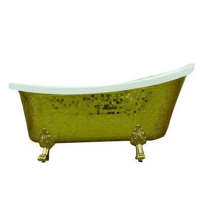 Hot selling small bathroom bathtub sale put gold glass mosaic tile decor freestanding acrylic bathtub bathroom with four legs